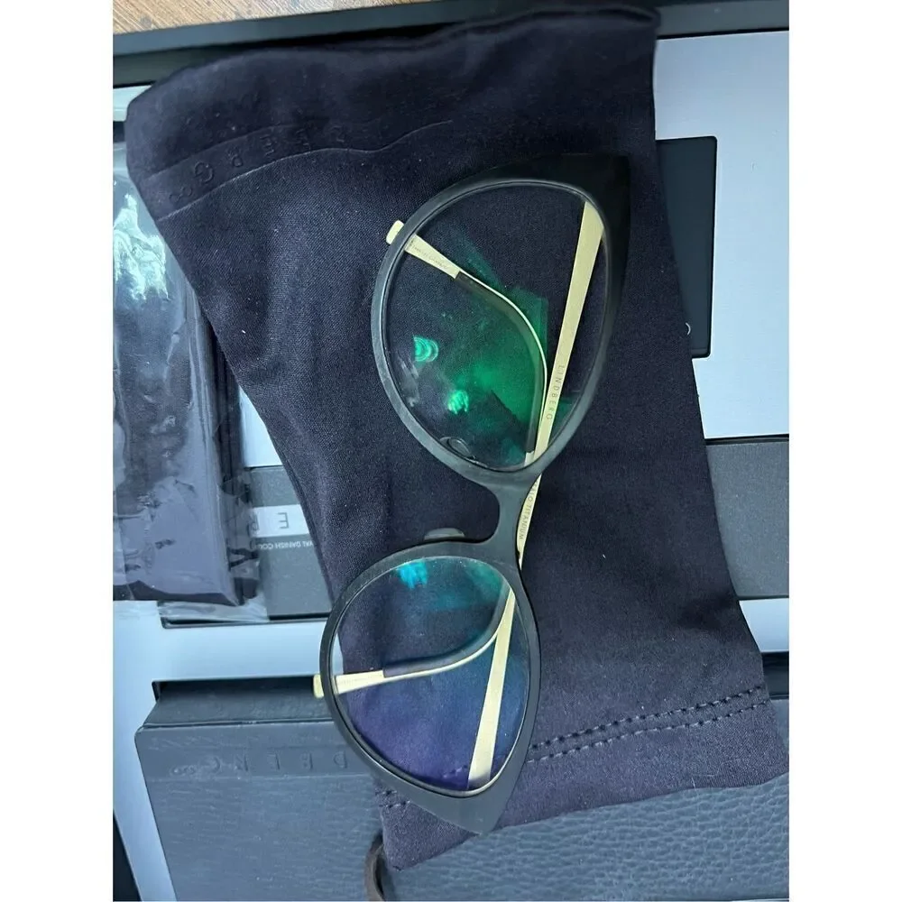 LINDBERG buffalo horn trae titanium cat eye style eyeglasses
